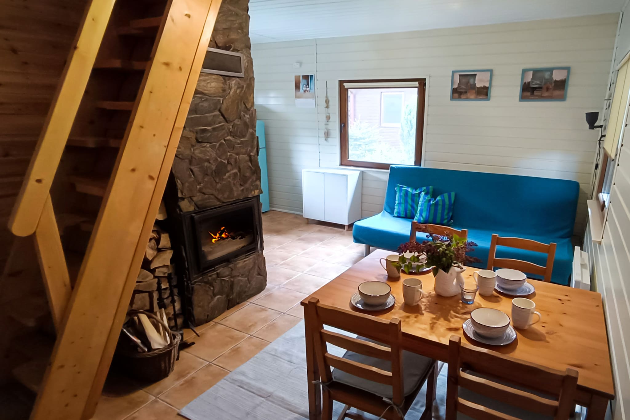 Holiday home with fireplace and large terrace