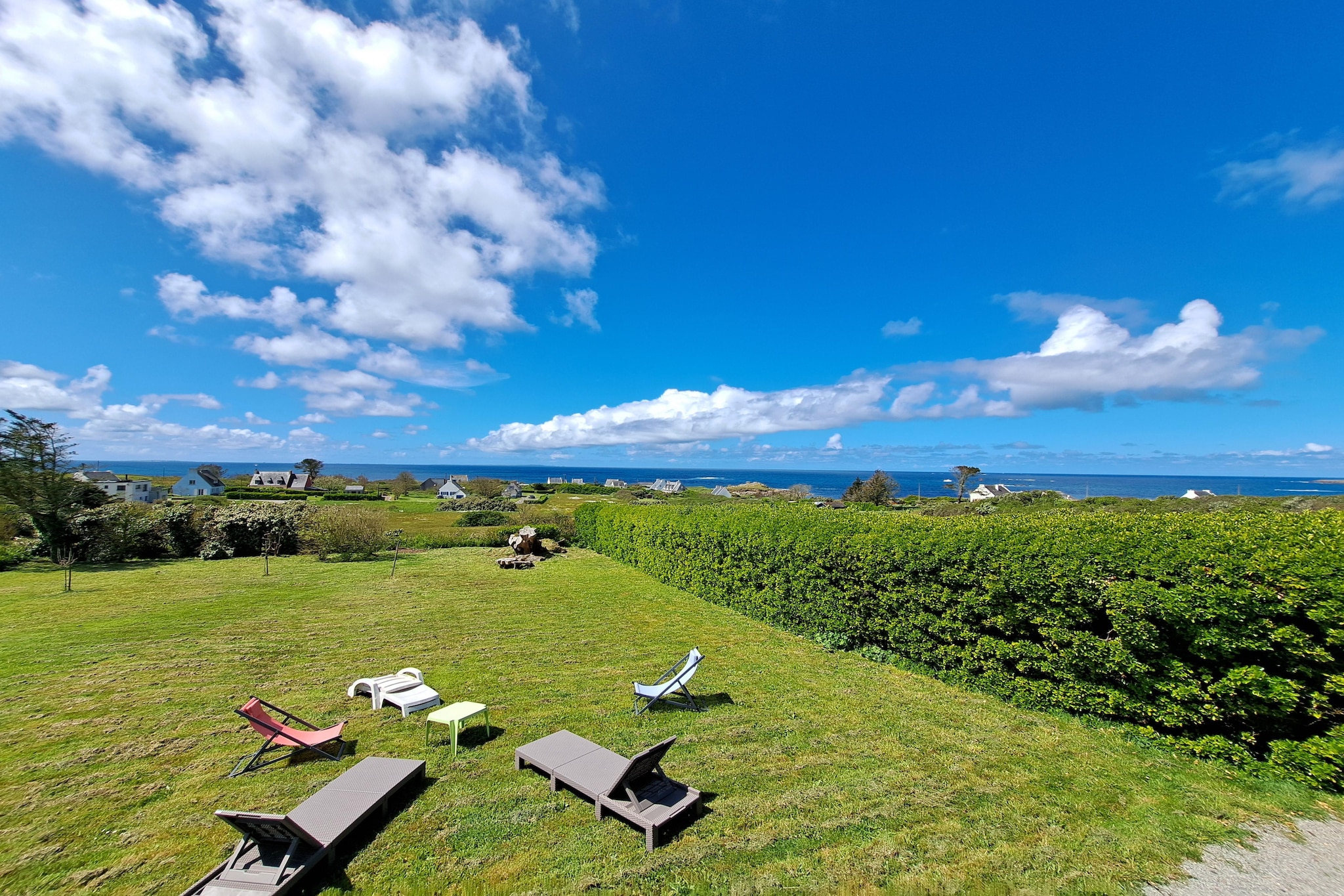 	Ferienhaus mit 180° Panorama Meerblick Lampaul-Plouarzel - Tuinen zomer