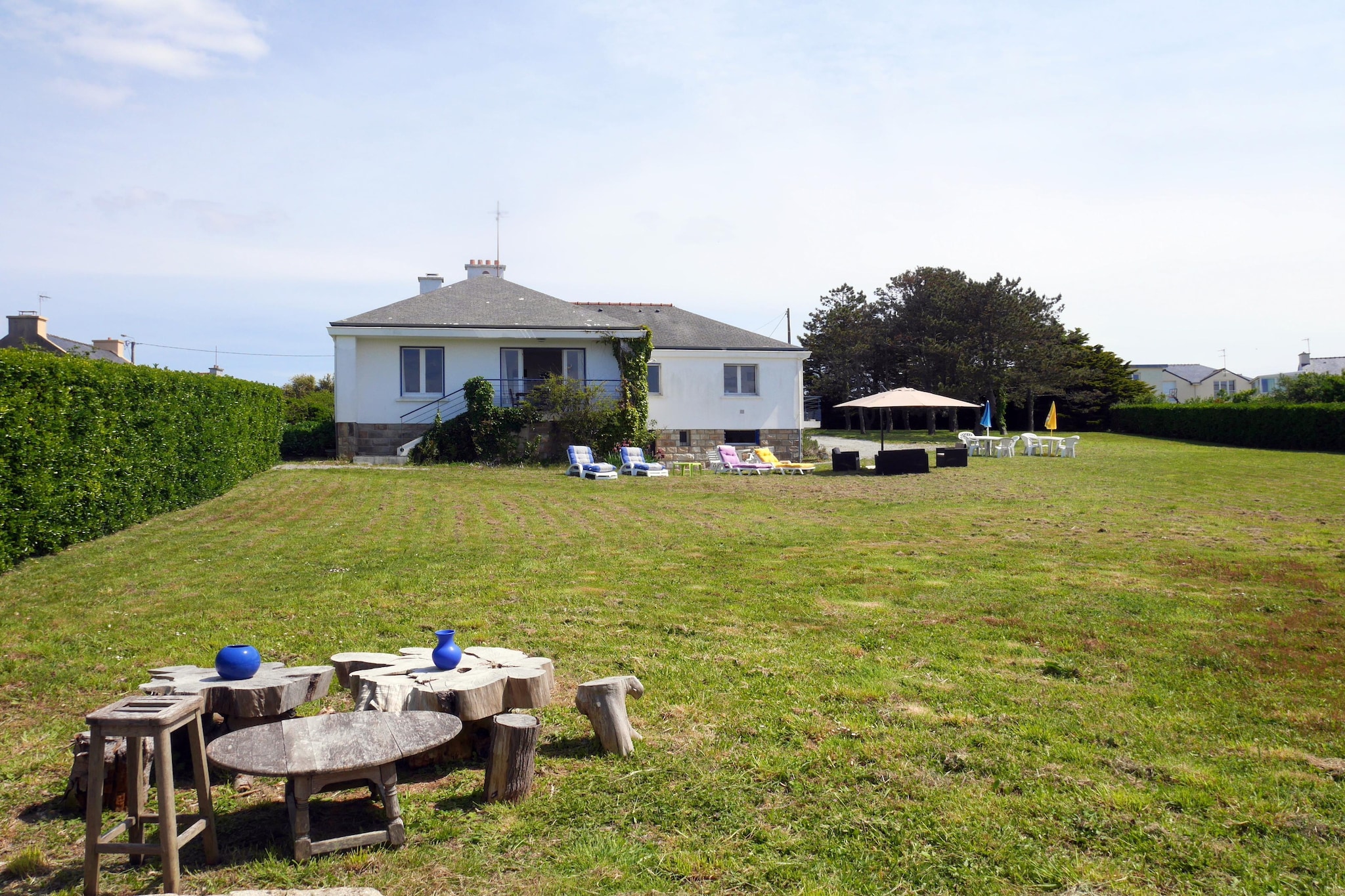 	Ferienhaus mit 180° Panorama Meerblick Lampaul-Plouarzel - Buitenkant zomer