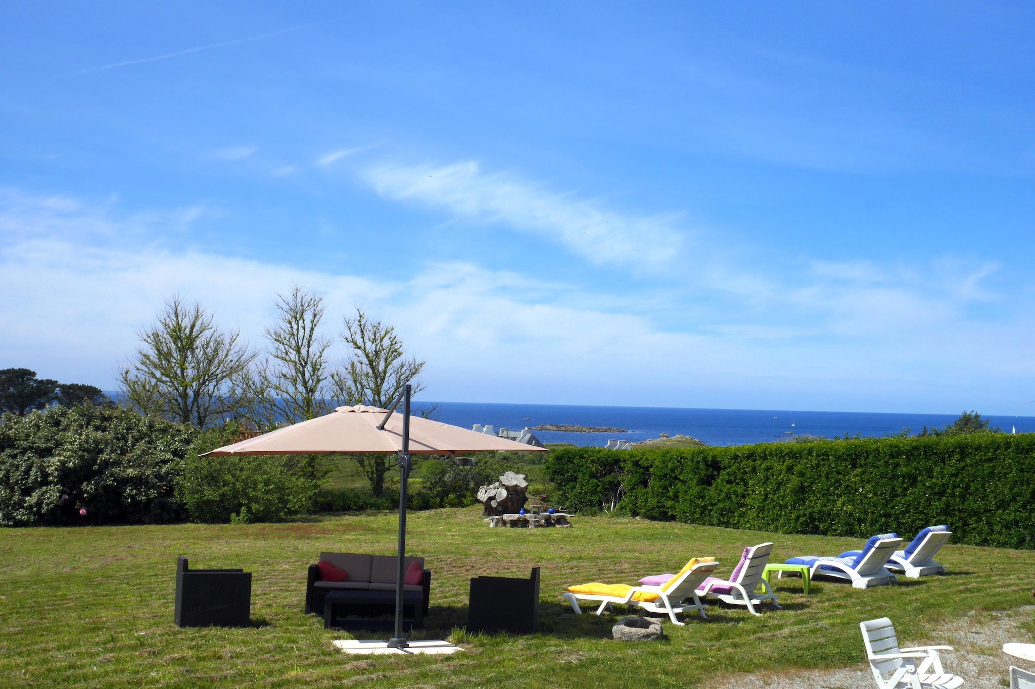 	Ferienhaus mit 180° Panorama Meerblick Lampaul-Plouarzel - Tuinen zomer