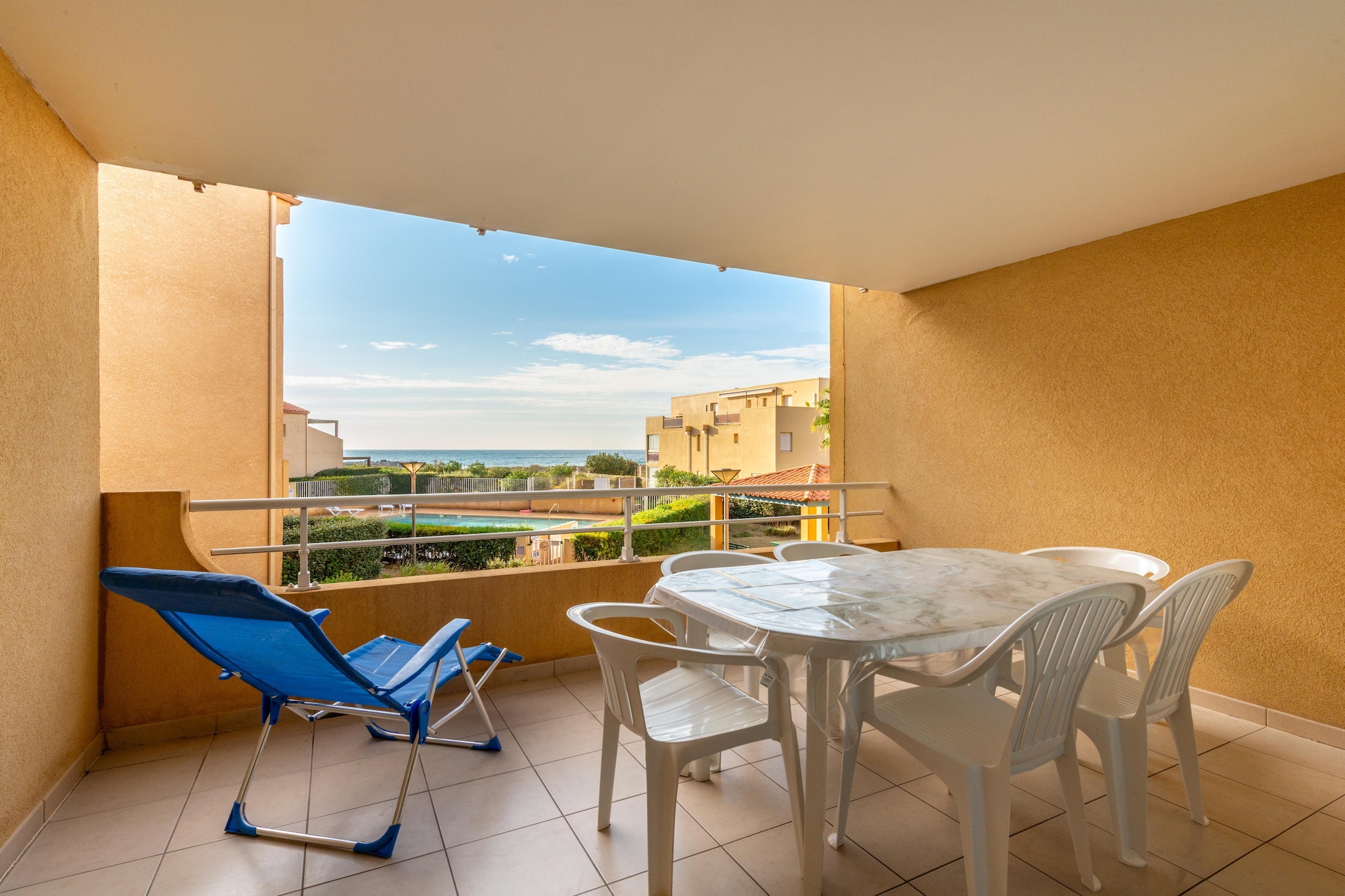 Résidence Alizéa Beach - Appartement 2 pièces avec coin nuit 6 personnes vue mer - Terrasbalkon
