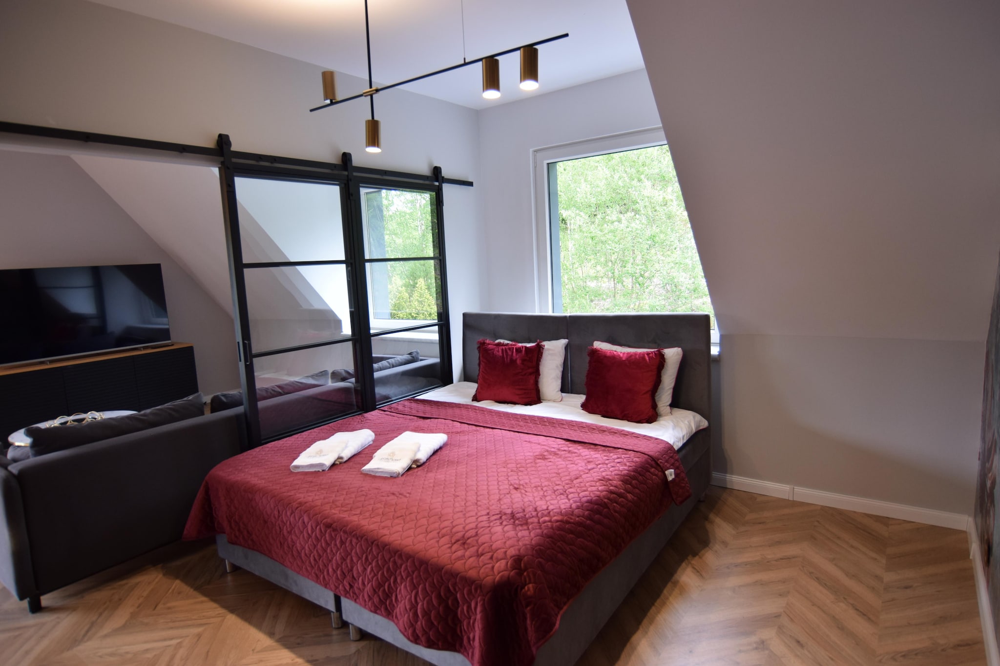 Apartament na III piętrze z prywatną sauną i dużym tarasem Stężyca - Schlafzimmer