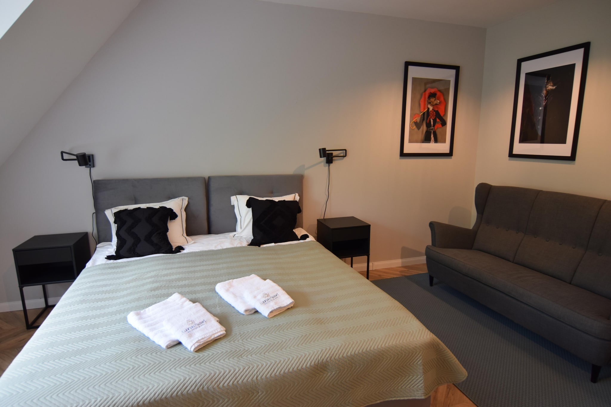 Apartament na III piętrze z prywatną sauną i dużym tarasem Stężyca - Schlafzimmer