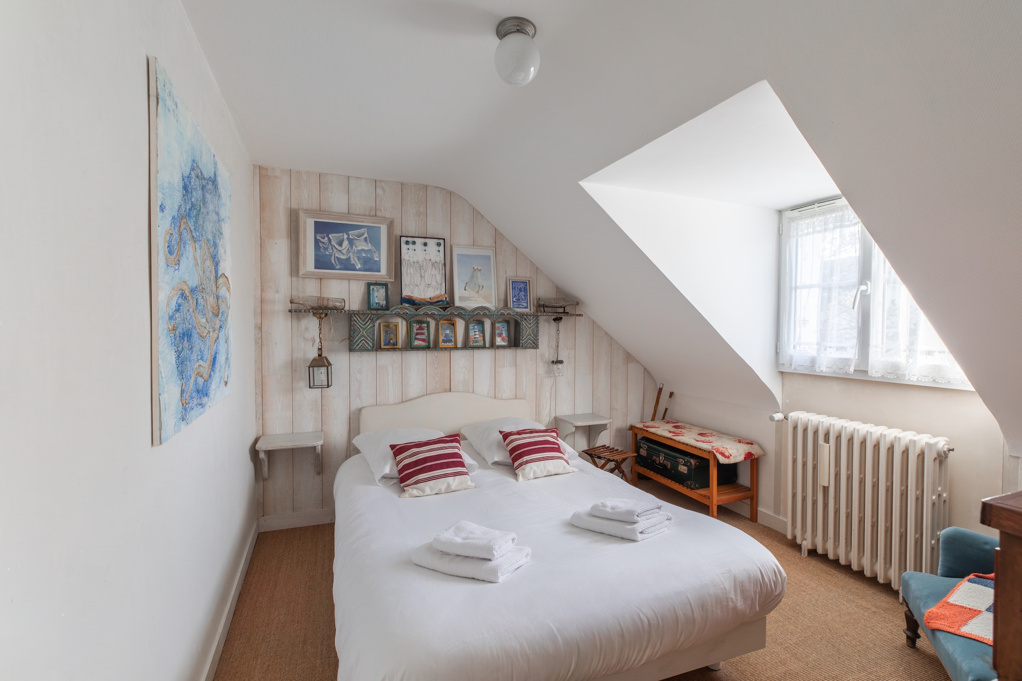 Gemütliches Ferienhaus mit Kamin in Porspoder - Slaapkamer