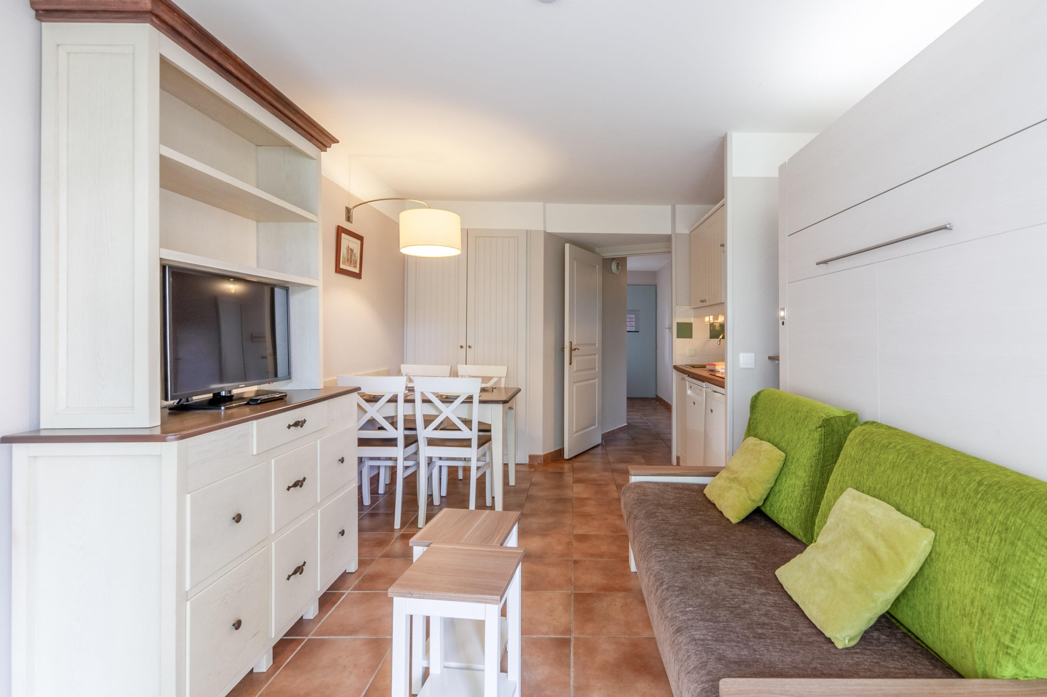 Pierre & Vacances Village Normandy Garden Studio 3 people - 1 sleeping alcove - Terrace - Garden Level - Quartier du Hameau district - Woonkamer