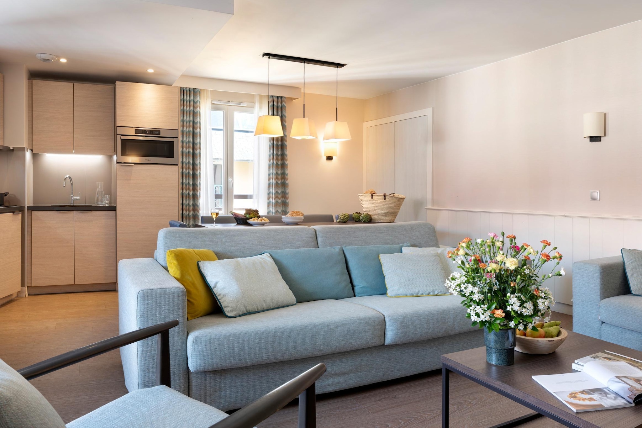 Pierre &Vacances Premium Presqu'île de La Touques apartment 8 people - 3 bedrooms - Terrace or balcony - Harbor buildings - Woonkamer