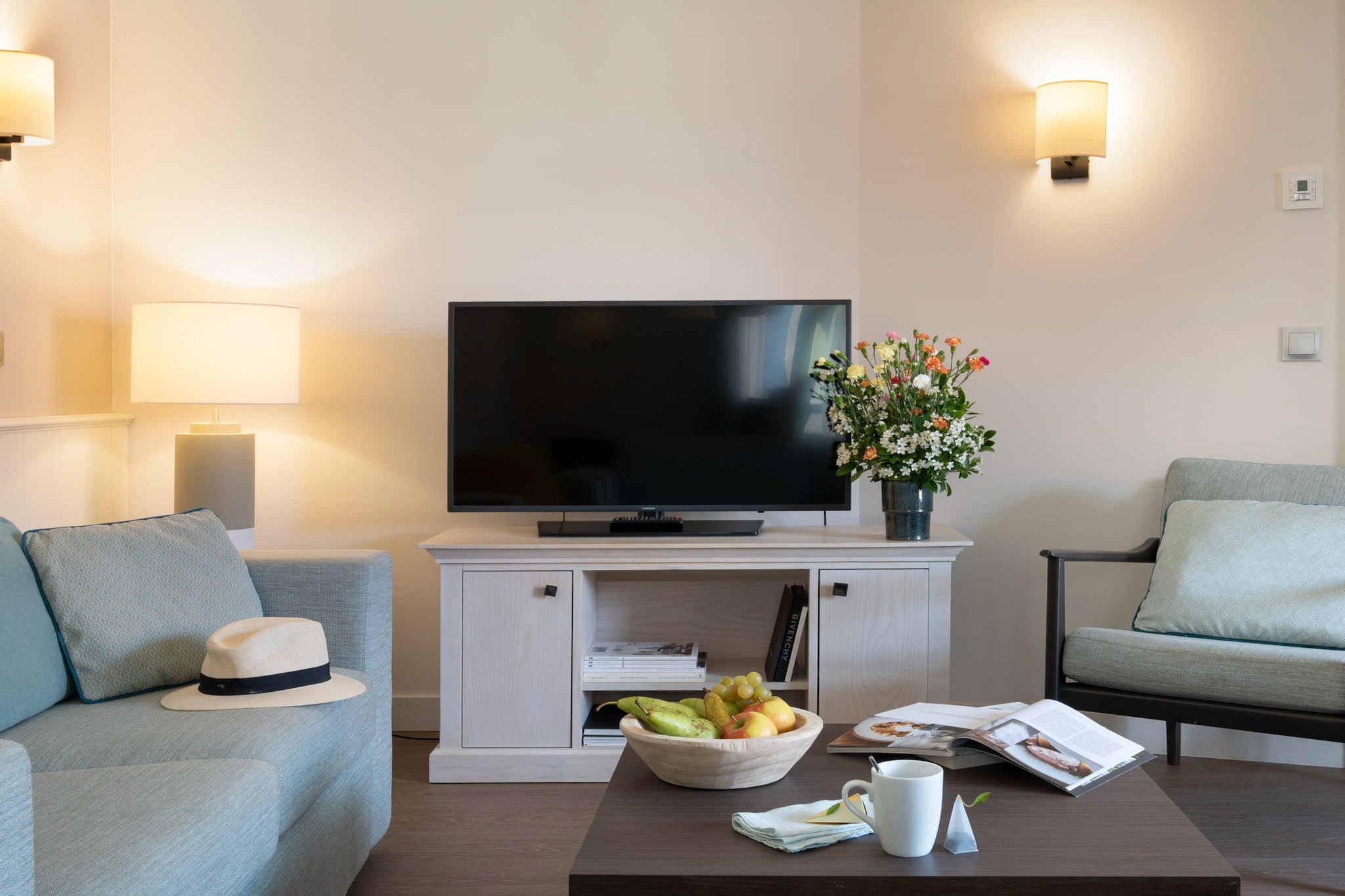 Pierre &Vacances Premium Presqu'île de La Touques apartment 8 people - 3 bedrooms - Terrace or balcony - Harbor buildings - Woonkamer
