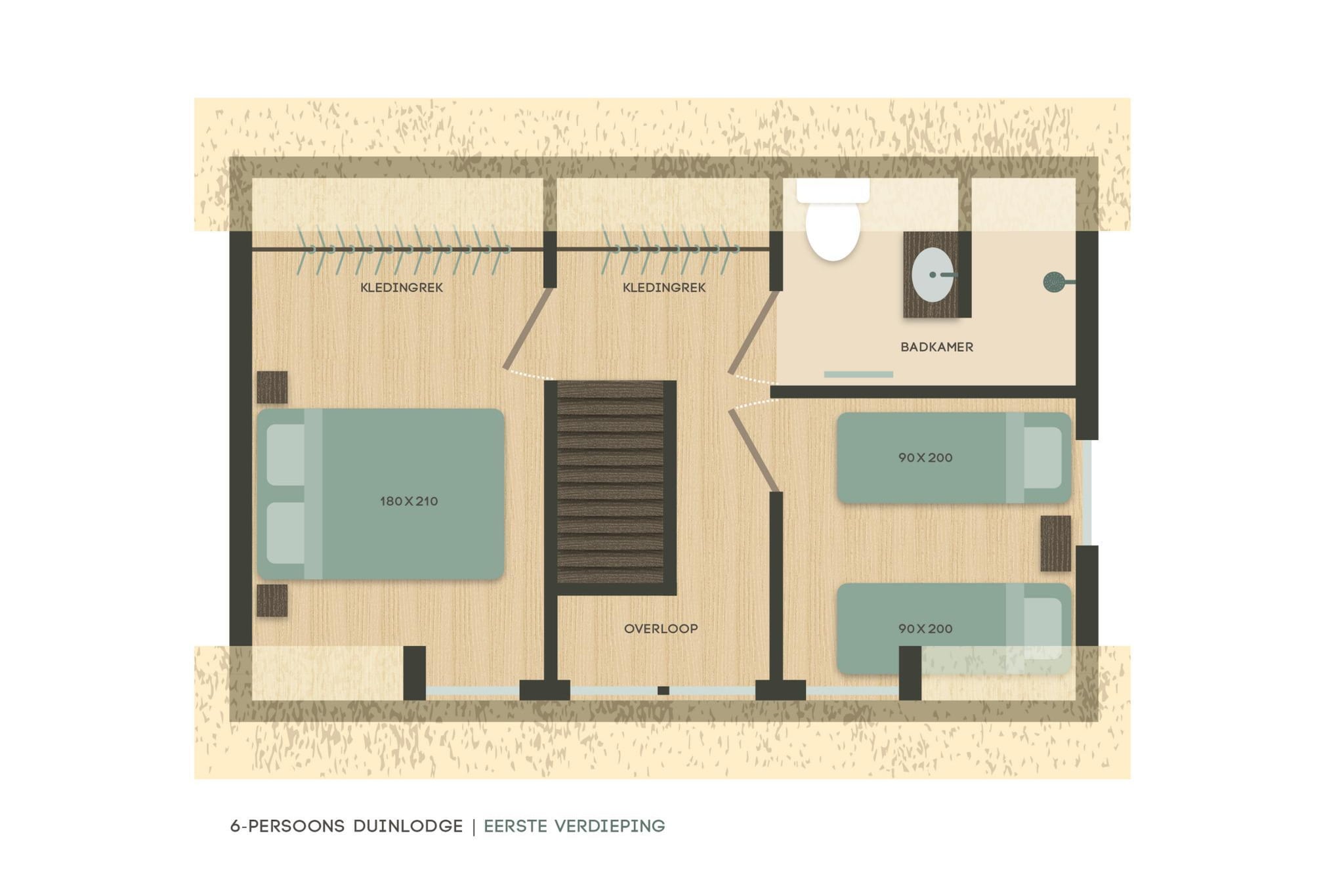 6-Persons Dunelodge with Charging Point - Grundriss