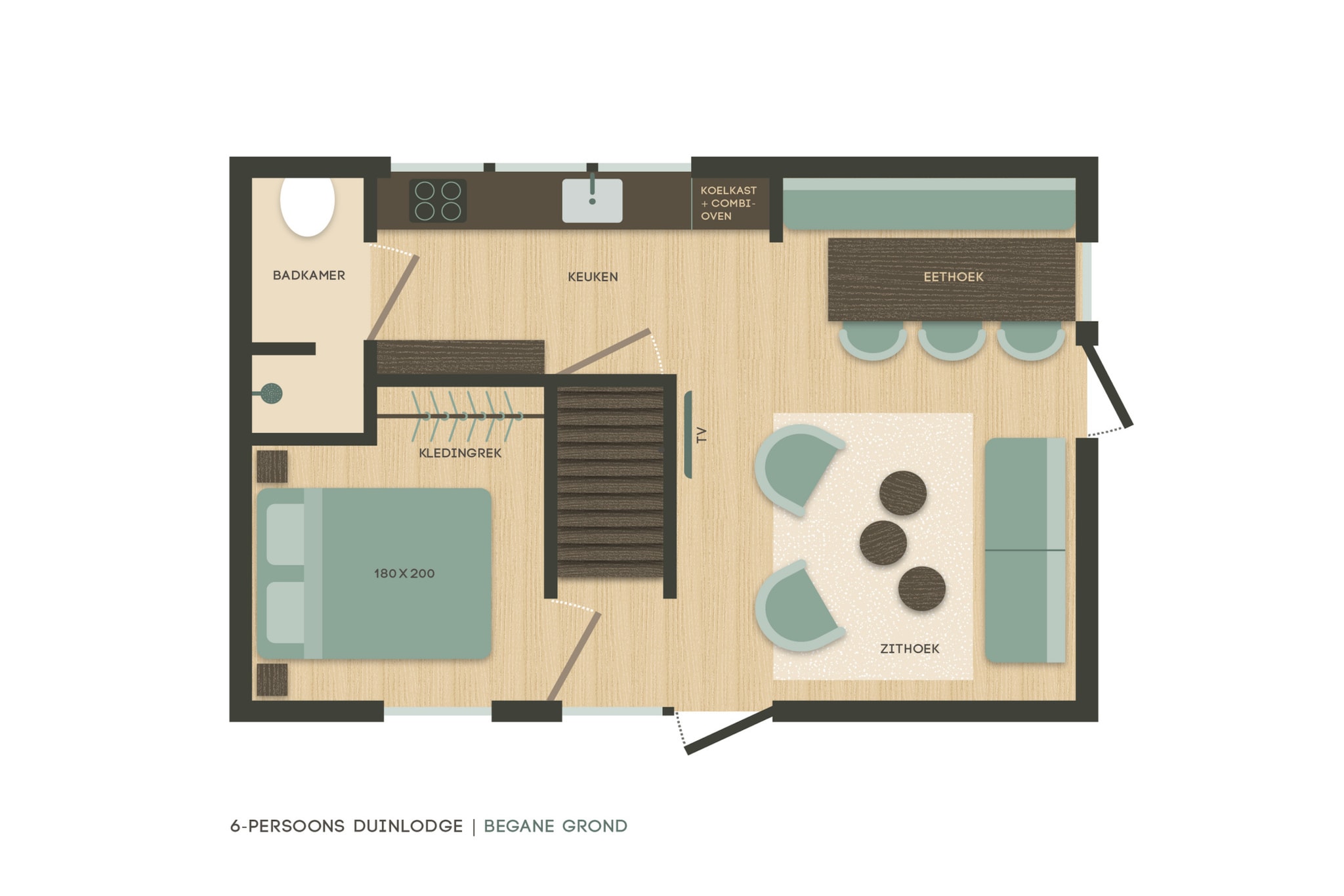 6-person Duinlodge Bosrand with Charging Station - Grundriss