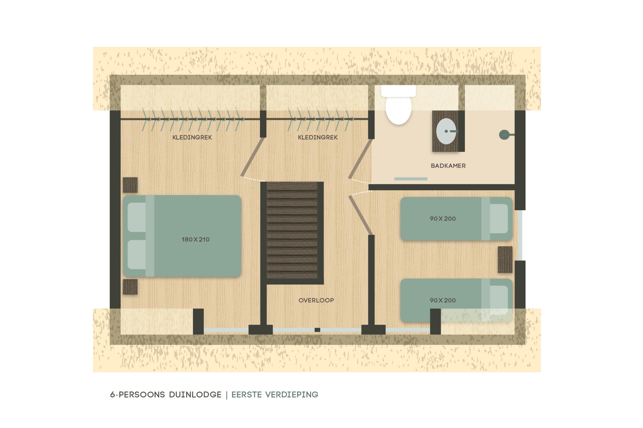 6-person Duinlodge Bosrand with Charging Station - Grundriss