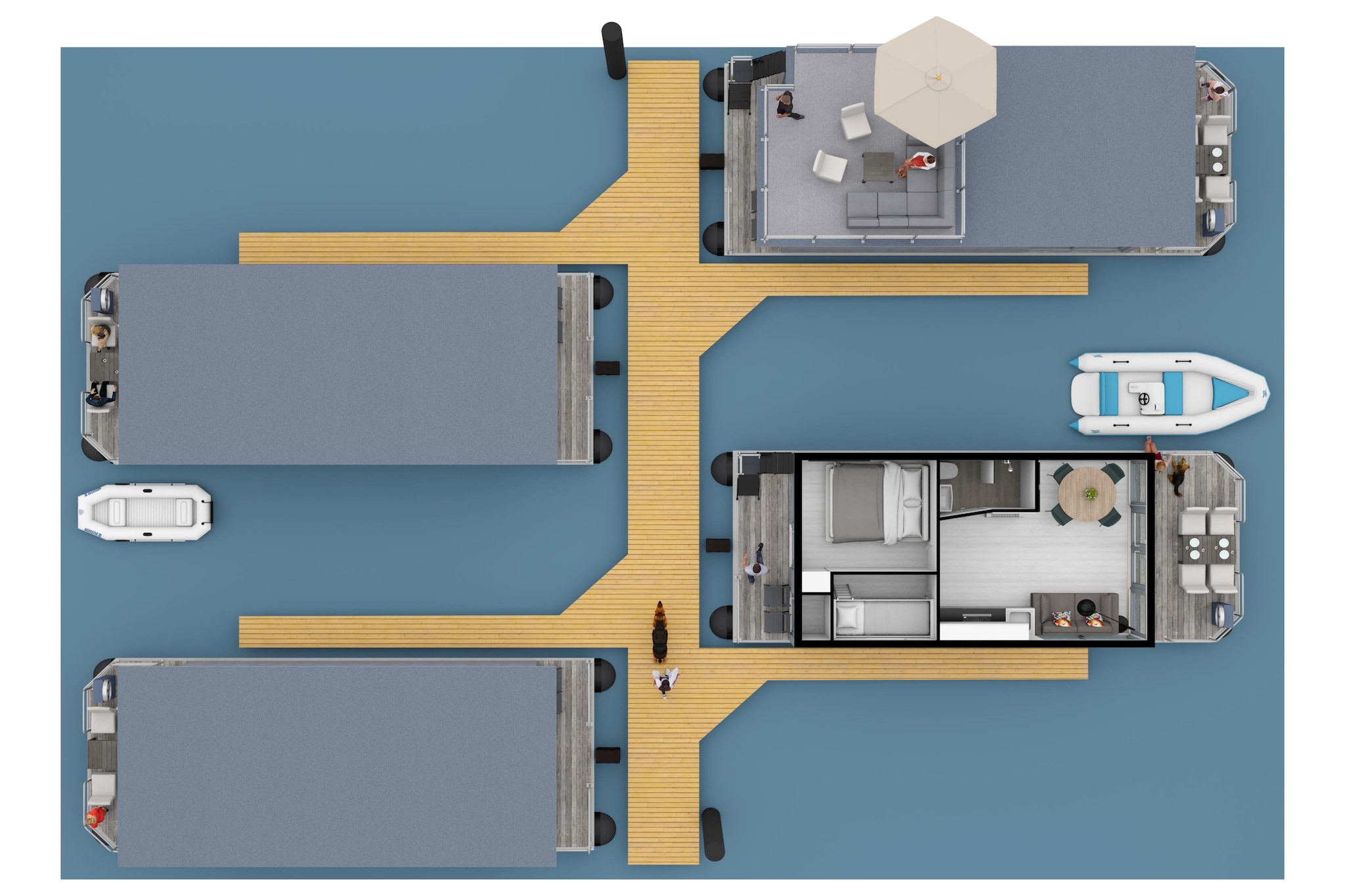 Houseboat Veerse Meer with Roof Terrace | 4 people - Plattegrond
