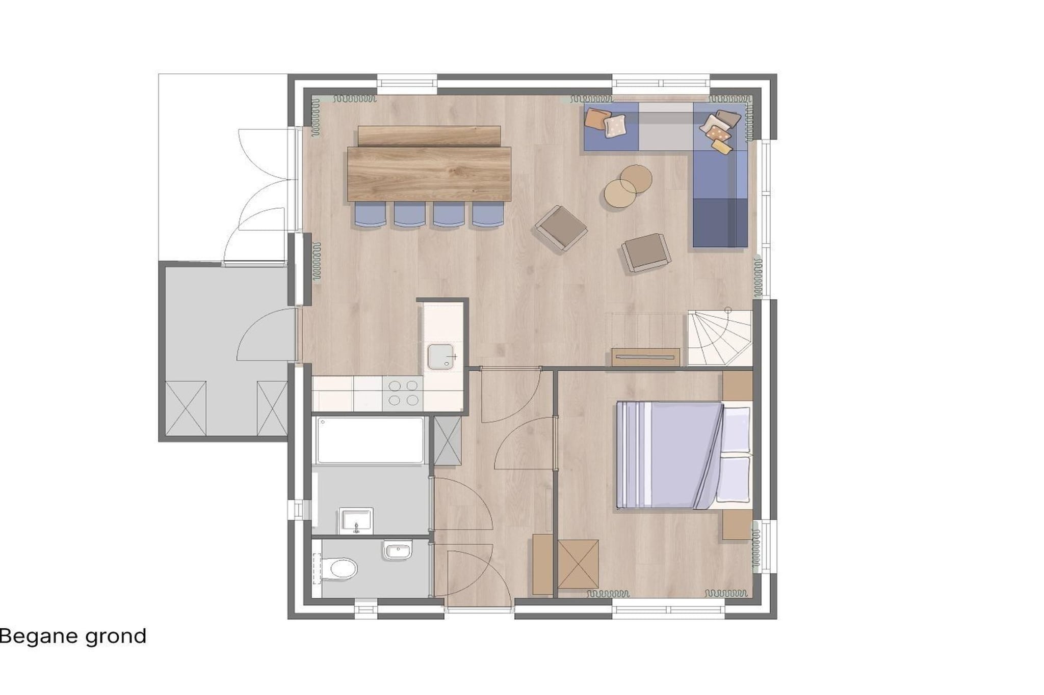 Buurpoes Villa 7p - Plattegrond
