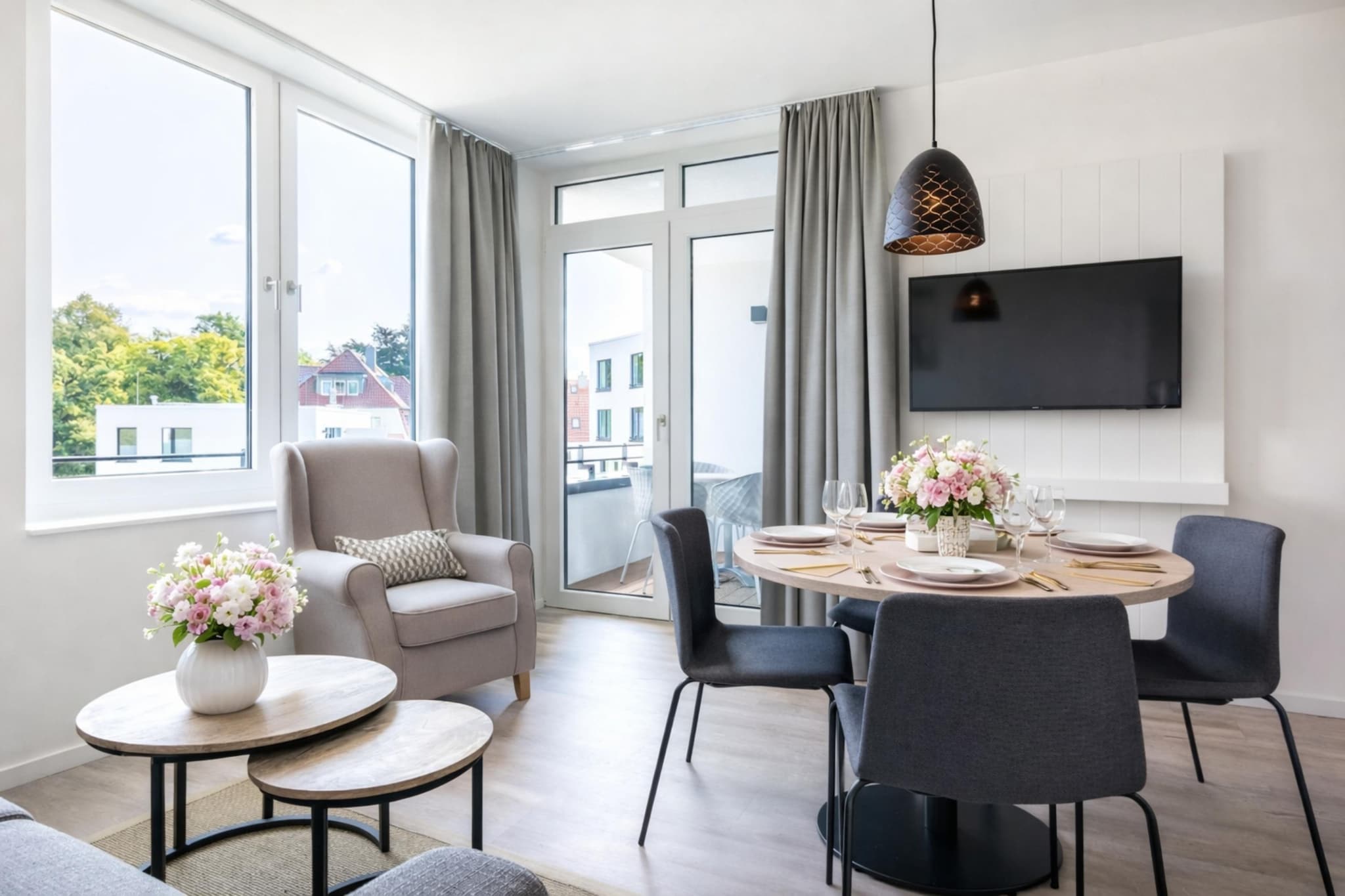Godewindpark Travemünde Deluxe-Suite 2.04 mit Ost Loggia und Wellness - Woonkamer