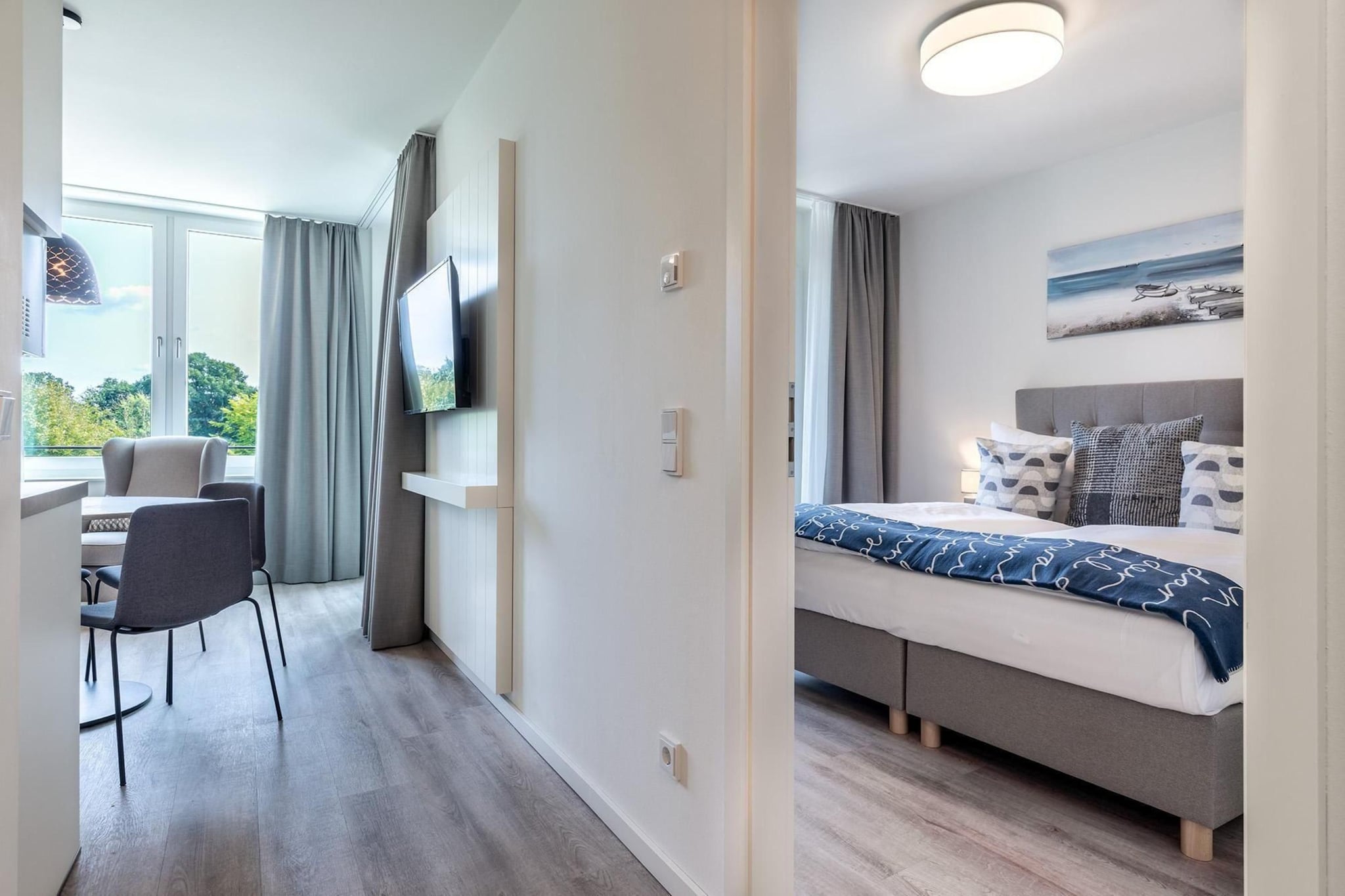 Godewindpark Travemünde Deluxe-Suite 2.04 mit Ost Loggia und Wellness - Slaapkamer