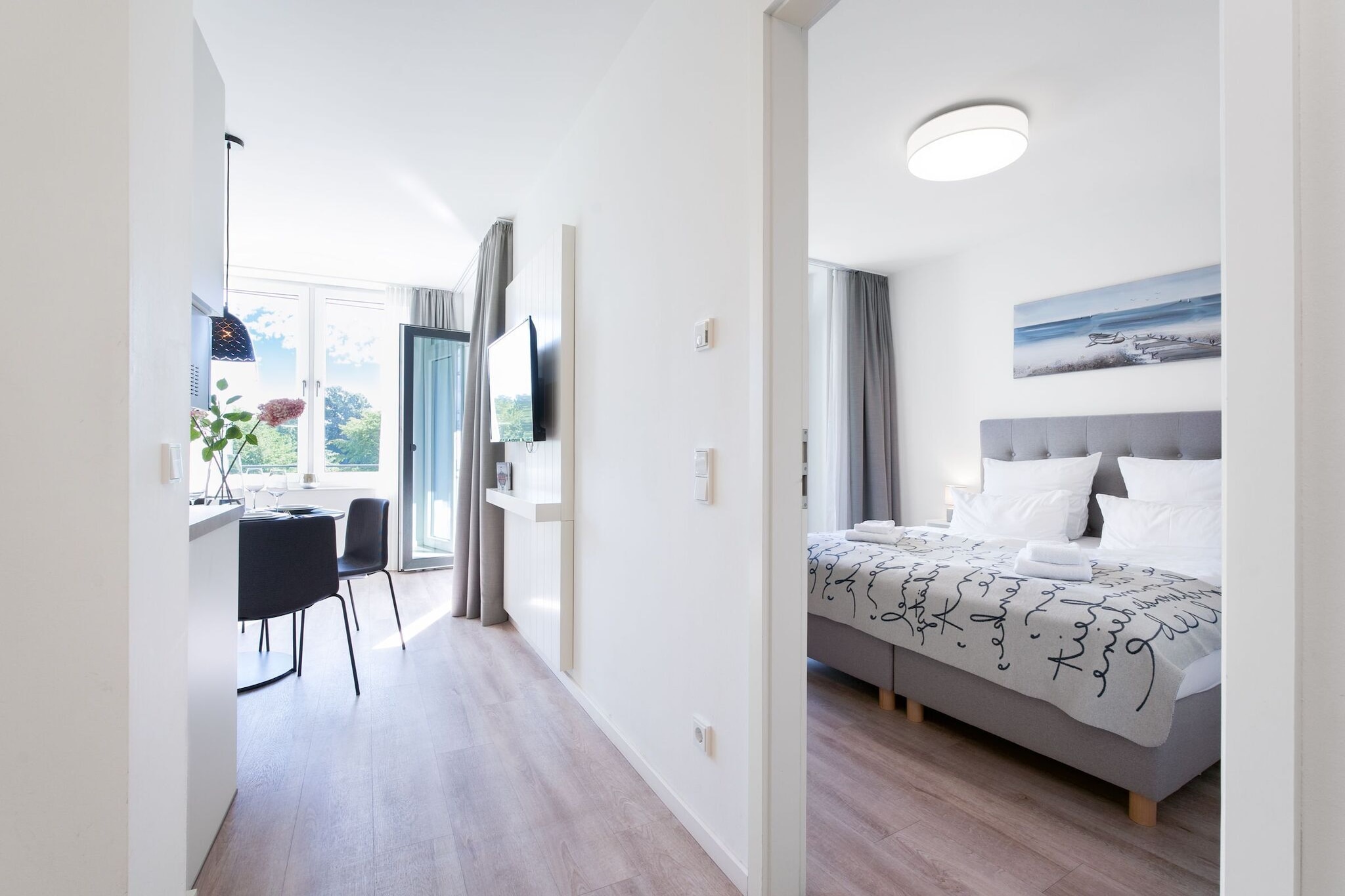 Godewindpark Travemünde Deluxe-Suite 2.04 mit Ost Loggia und Wellness - Slaapkamer