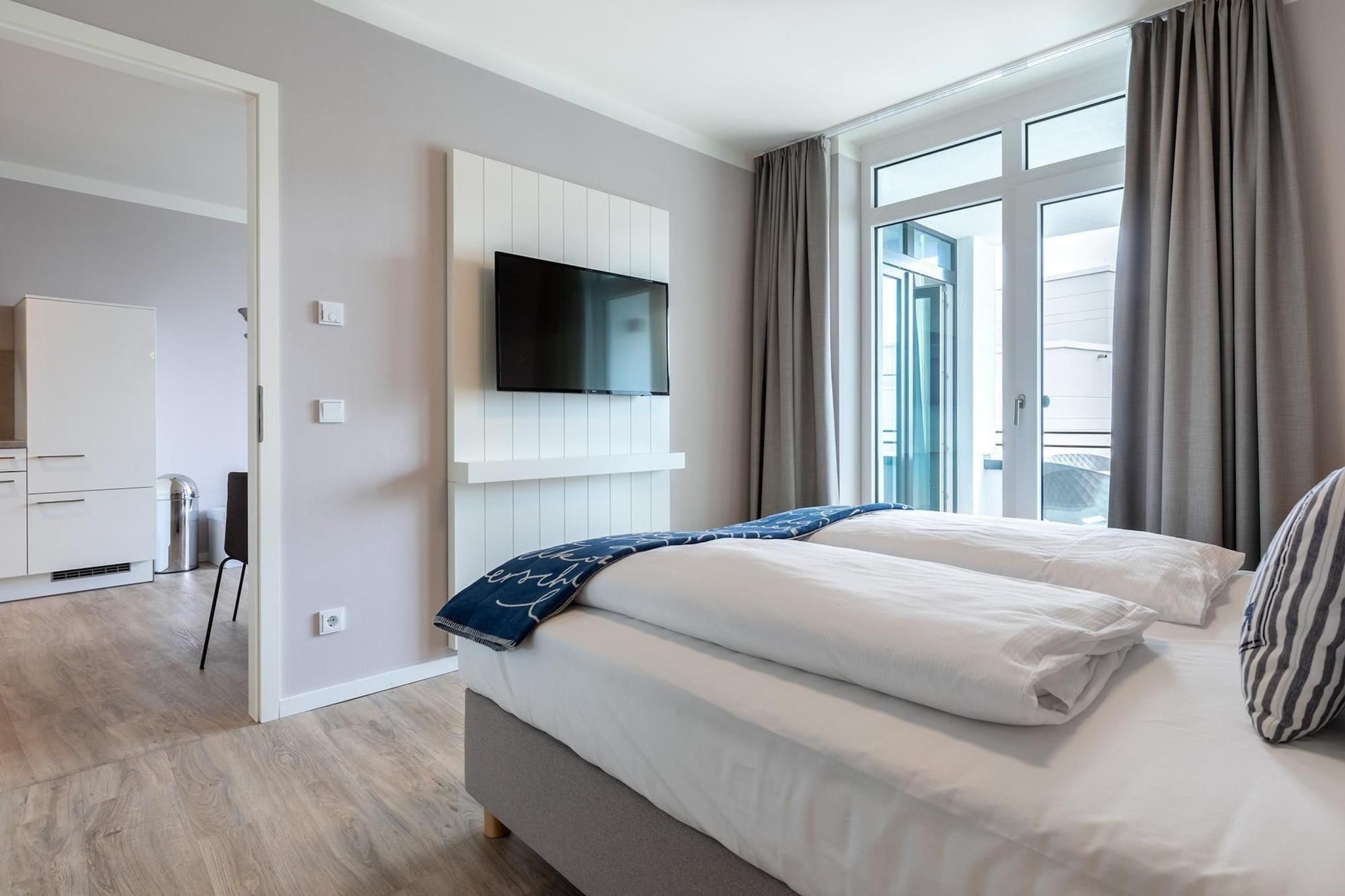 Godewindpark Travemünde Exklusivsuite 3.09 mit Strandkorb am Strand - Slaapkamer