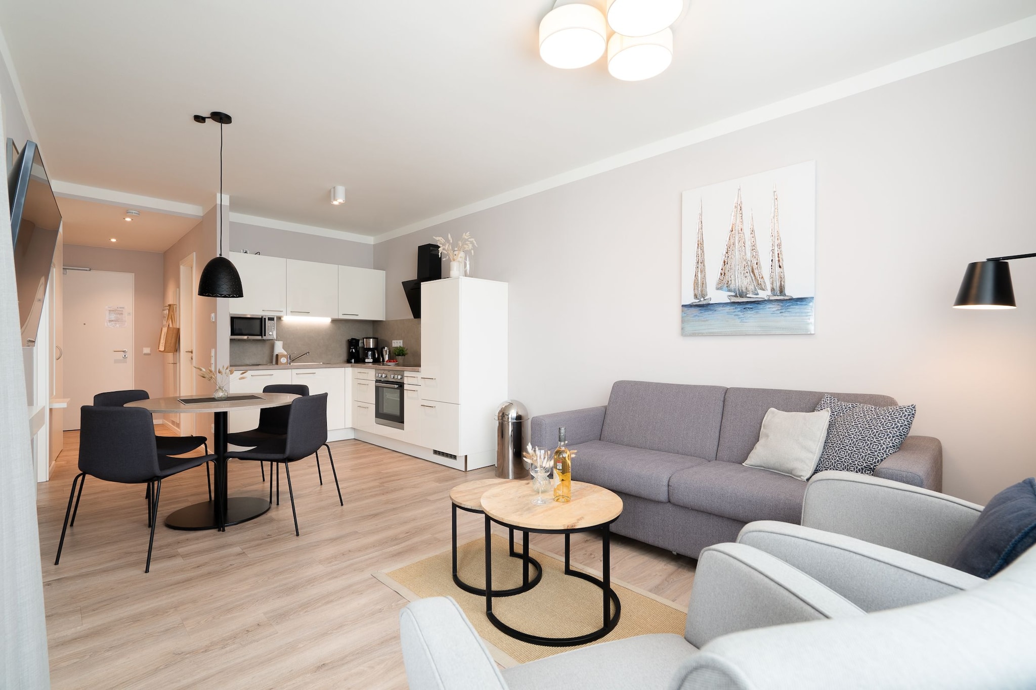 Godewindpark Travemünde Exklusives Apartment 3.11 mit Strandkorb, Begrüßungsgetränken und hundefreundlich - Woonkamer