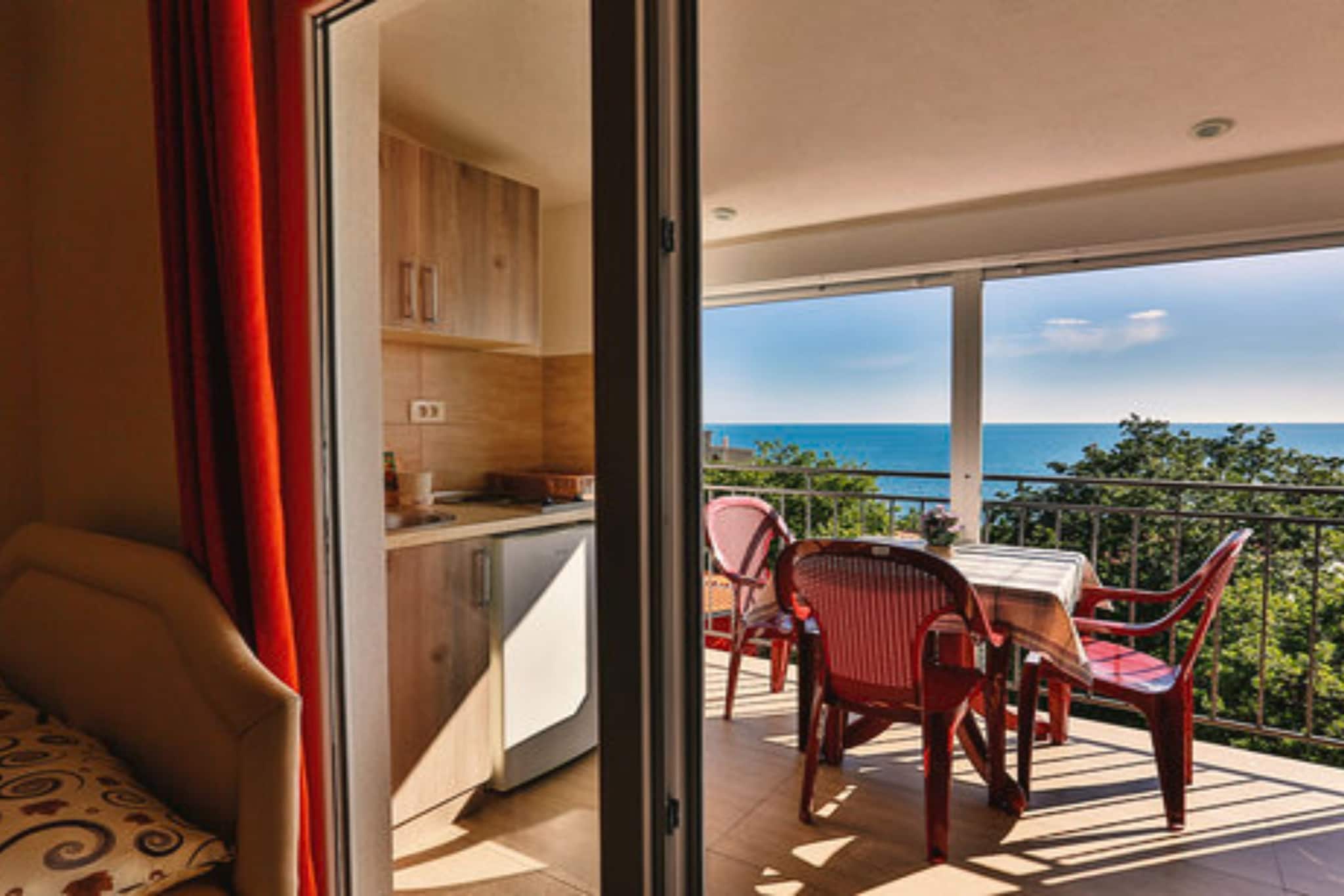 Beachfront Sunset Apartments Sutomore - Studio Apartment with Sea View and Terrace - Terrasse / balcon