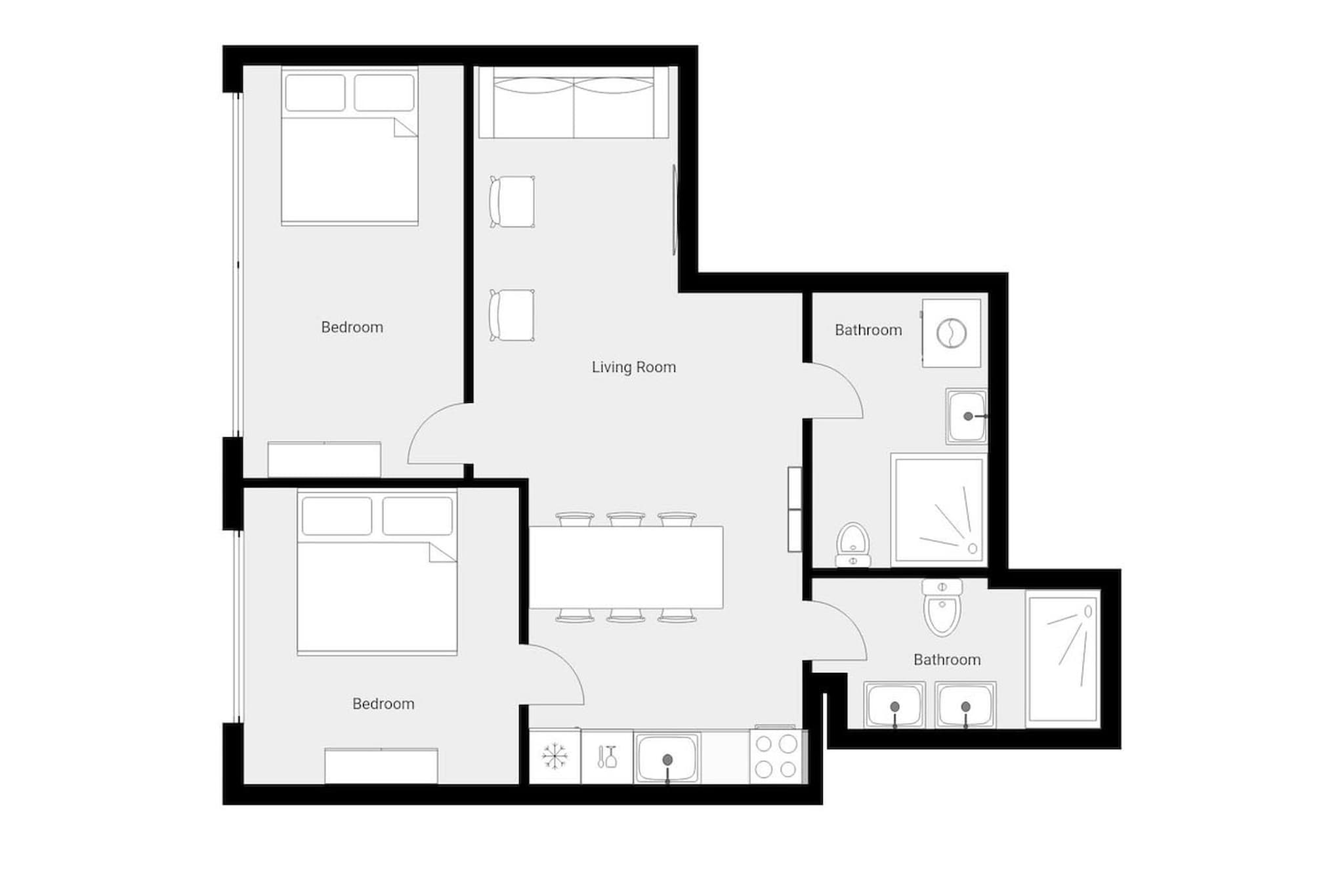 D1.Lakes 2BR 2Ba - Plattegrond