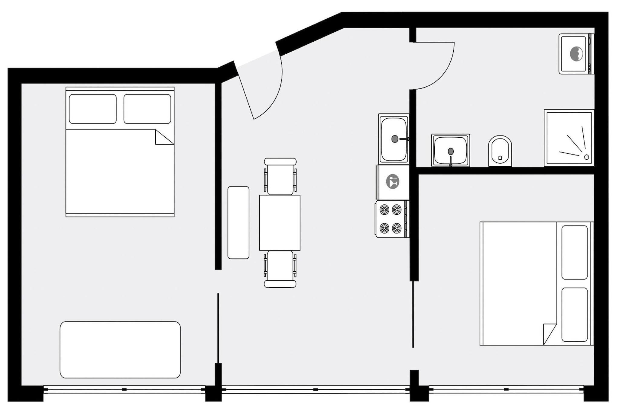 E3.South S 2BR XL 13 - Plattegrond