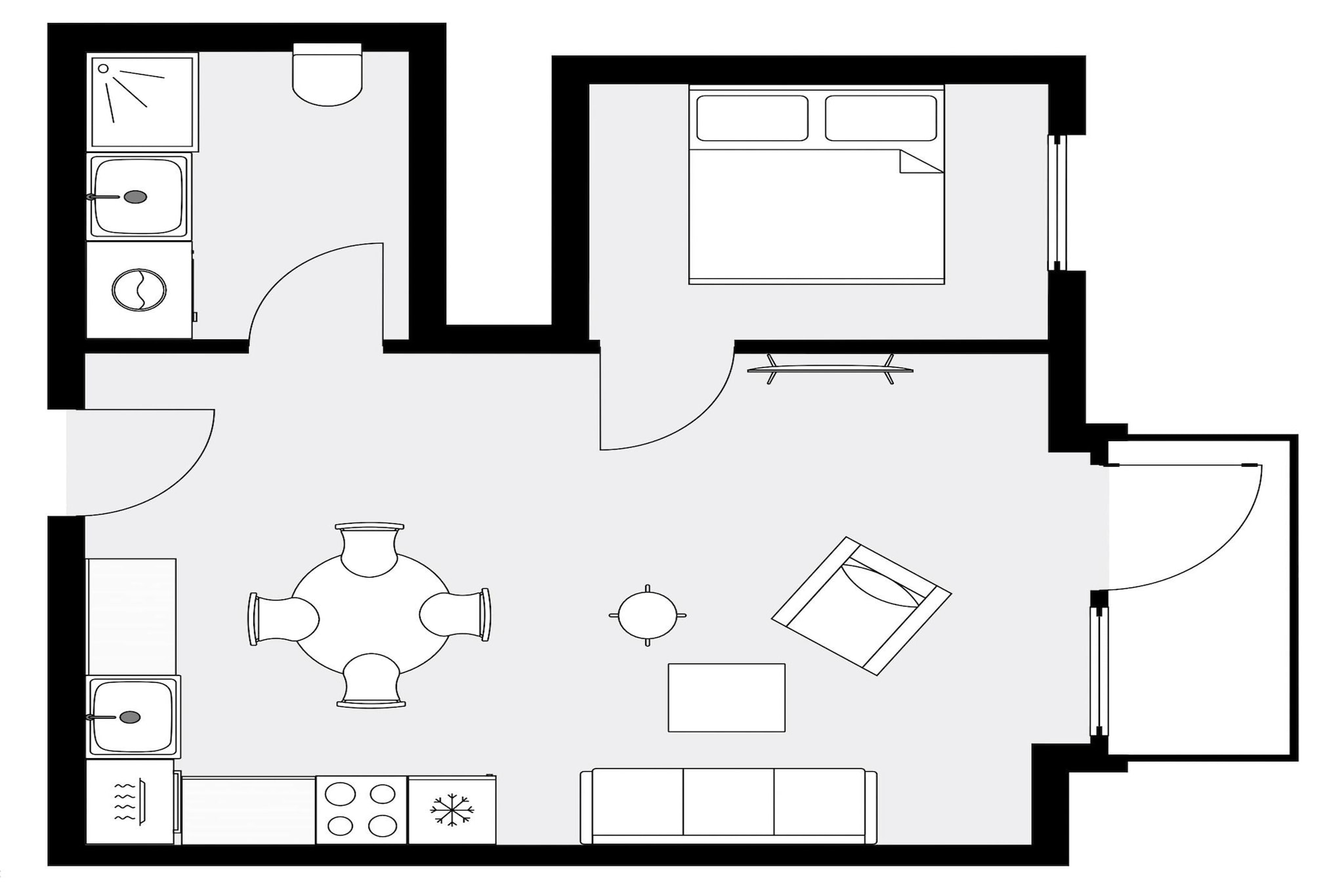 D7.Clover 1BR - Plattegrond