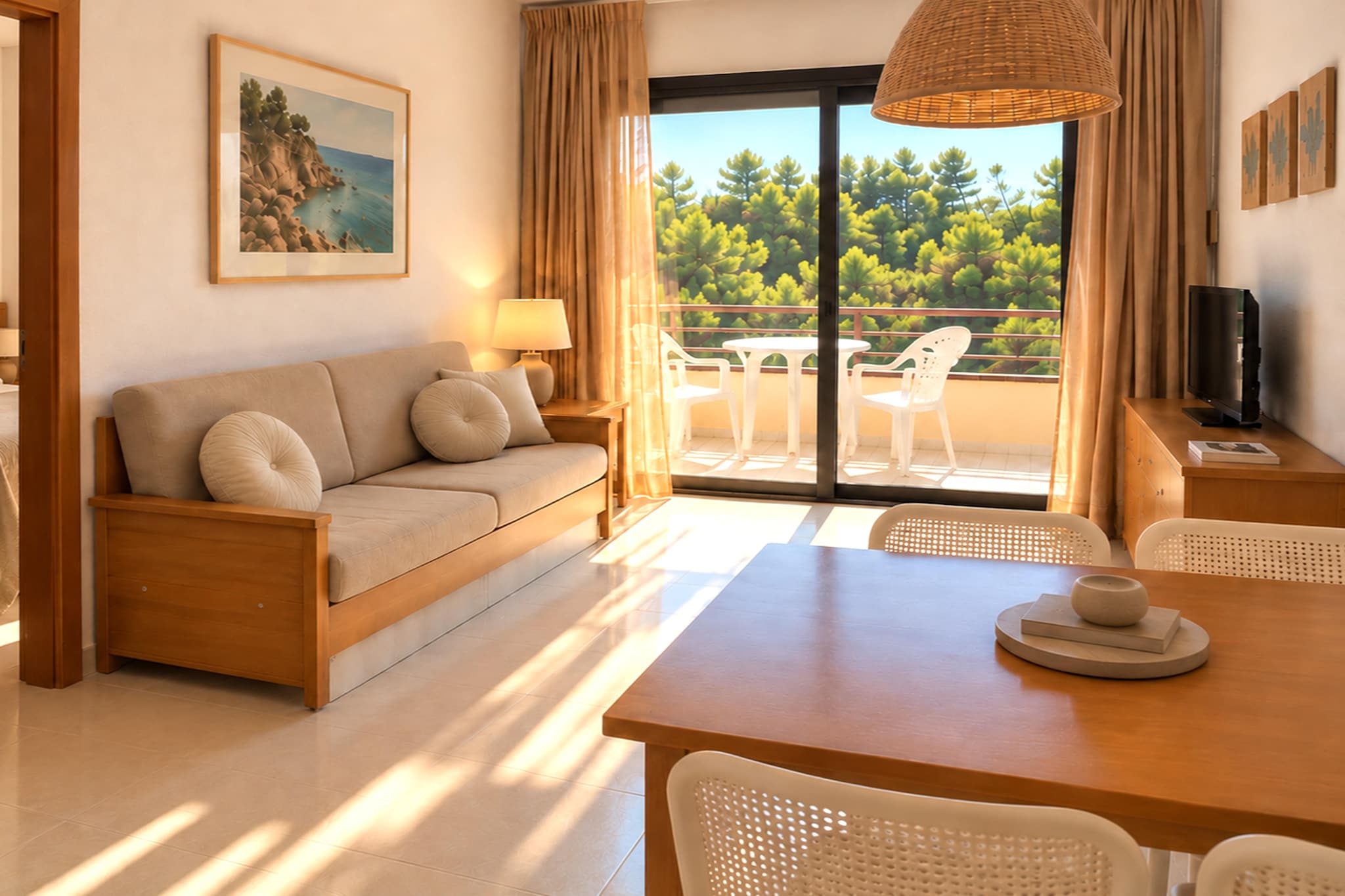 Apartamento D con vistas la piscina lateral y golf - Living room