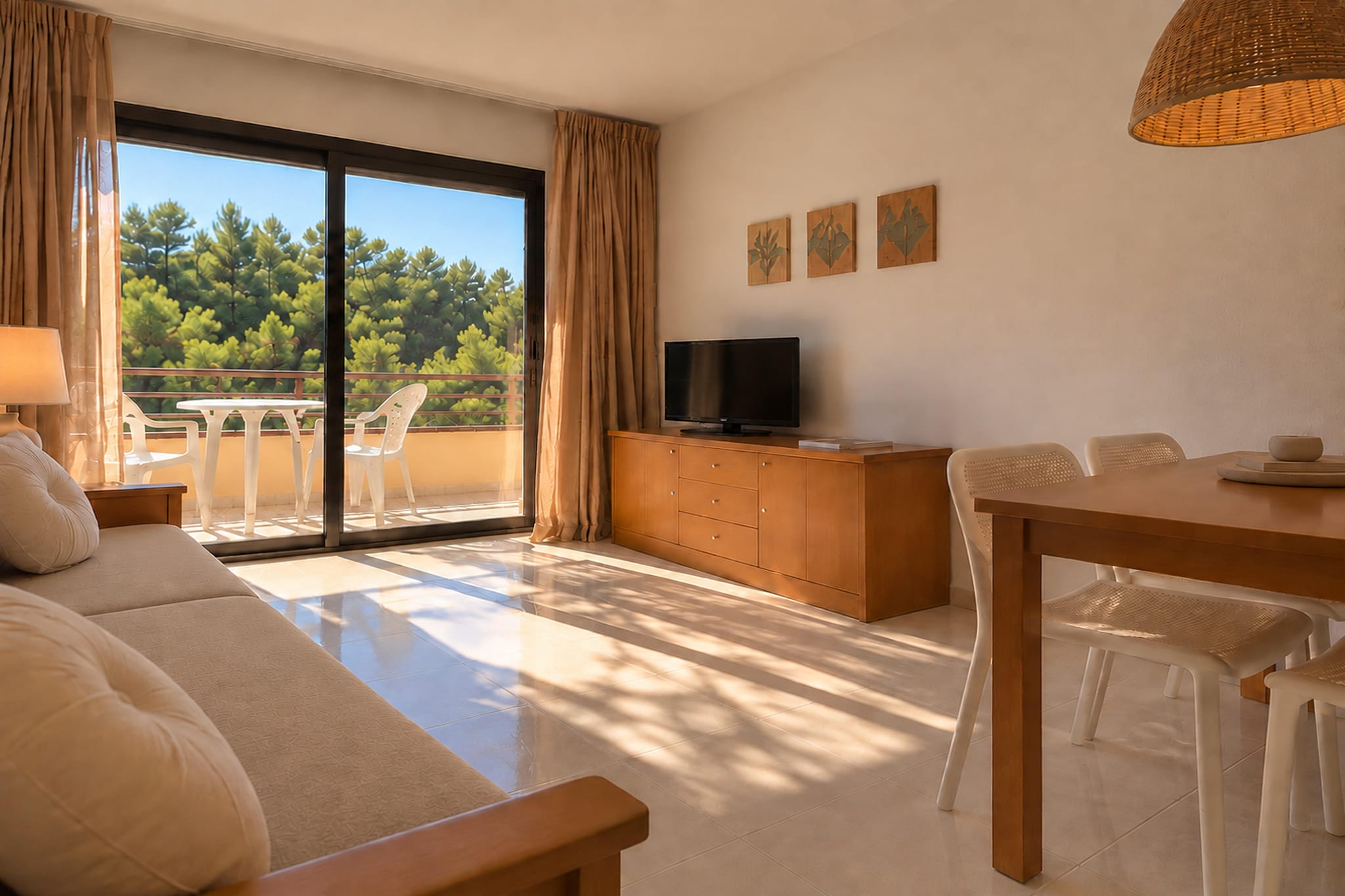 Apartamento D con vistas la piscina lateral y golf - Living room