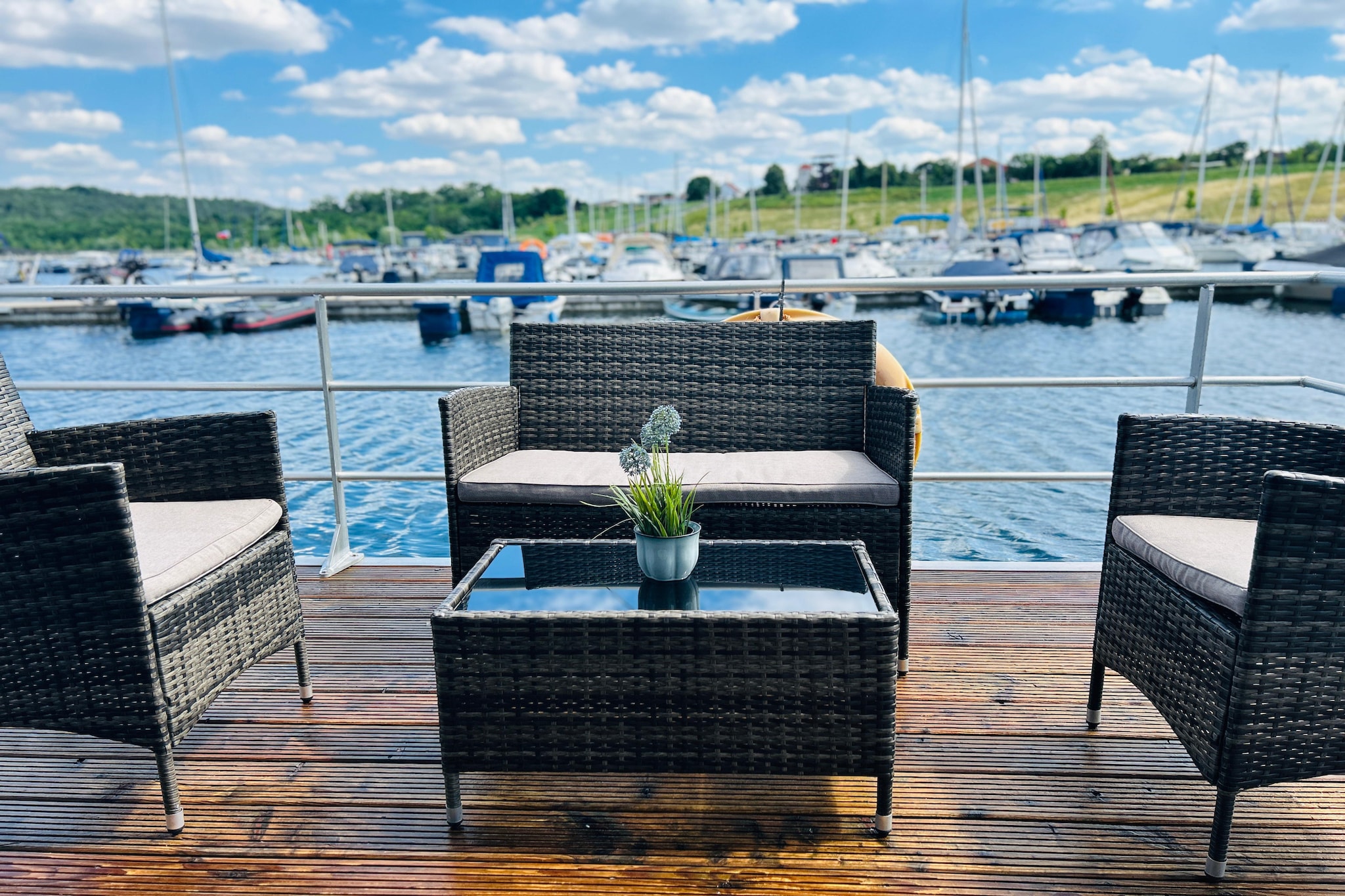 Hausboot am Geiseltalsee - Terrasbalkon