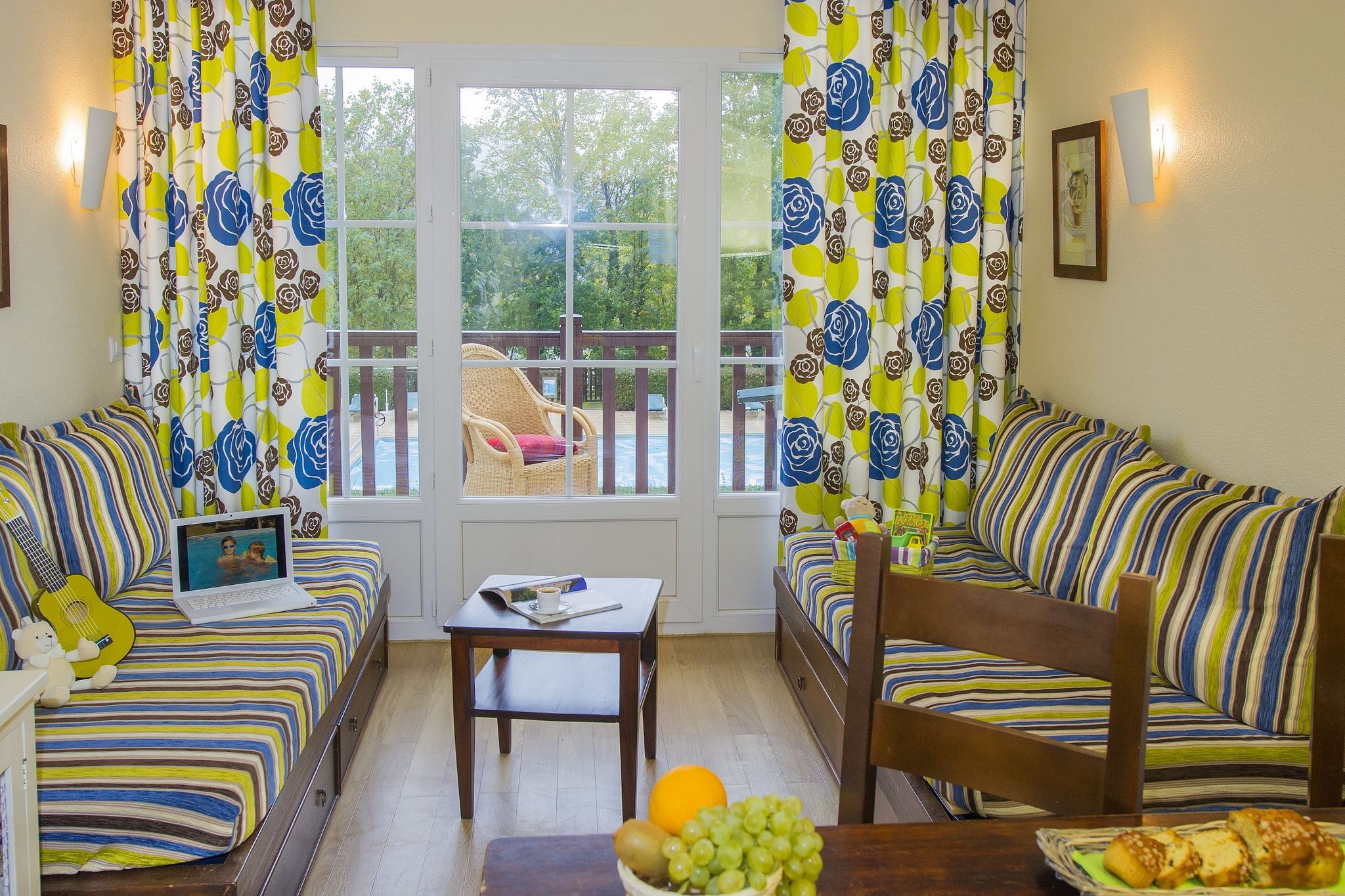 Colorful apartment on the bank of the Dordogne river