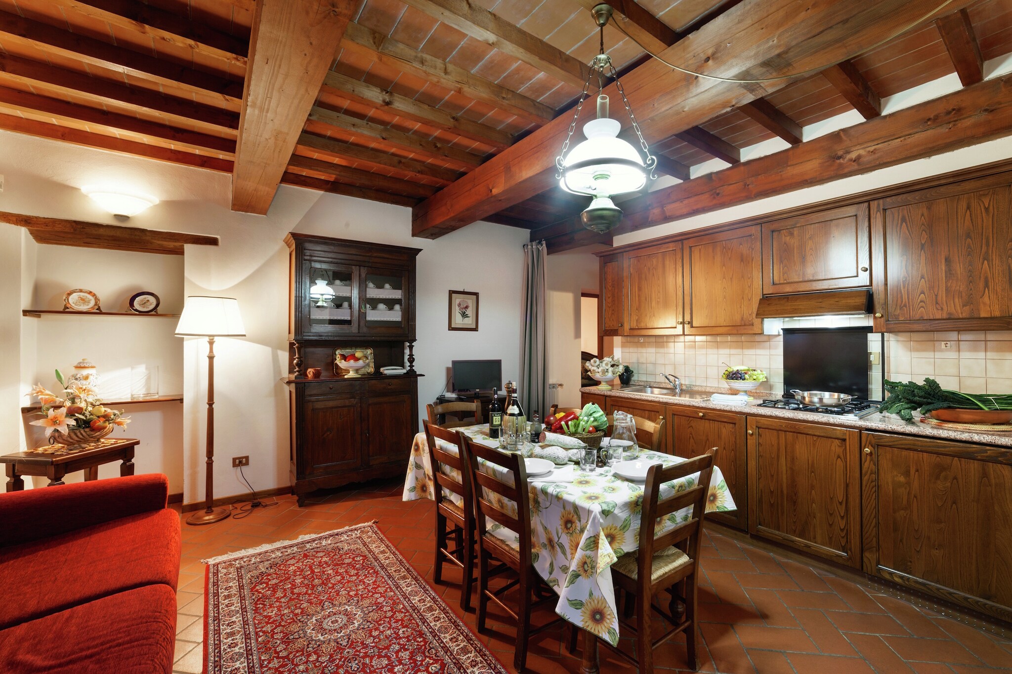 mezzanine: (Living room(double sofa bed, TV), open kitchen(dishwasher, fridge-freezer), bedroom(double bed, balcony or terrace), bathroom(shower, washbasin, toilet, bidet), terrace(private, roofed))\n\nOn the 1st floor: (bedroom(double bed or 2 single beds), terrace)\n\nrecreation room(shared with other guests, reachable from the outside), Bubble bath(shared with other guests), washing machine(shared with other guests, paid), heating(central), terrace(private), garden(shared with other guests, fenced, illuminated, > 1000 m2), garden furniture, BBQ, parking, swimming pool(shared with other guests, 16 x  8 m., opened from May upto and including 1/2 Oct), boules court, play equipment, slide, table tennis table