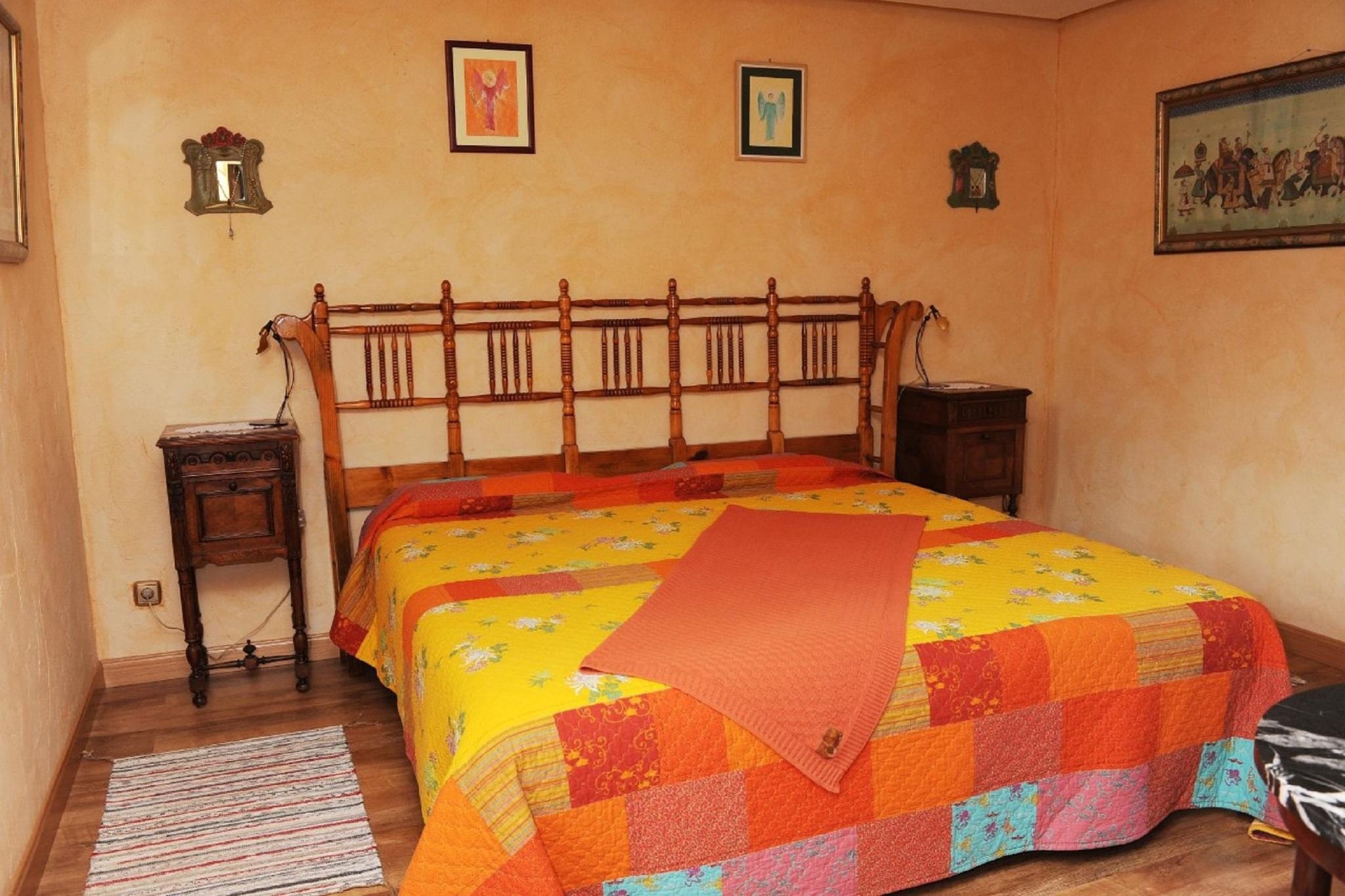 "This farm has a beautiful location in the hills of Castilla y Leon. Admire the overwhelming view of the countryside while fully enjoying a relaxing holiday with family or friends.

The typical Spanish finca is located about 5 km from the beautiful town of Palencia, where you will find many nice shops and restaurants. You can also enjoy hiking in the beautiful region.

The holiday home is surrounded by 36,000 mÂ² of private land, and it was designed by the well-known Spanish architect Antonio Salvador. The attractive bedrooms are beautifully furnished and feature breathtaking views of the Castilian countryside. The living room has a cozy fireplace and the beautifully landscaped garden is home to many trees, a pond, a barbecue and a hammock. You will also find excellent facilities for children, such as swings and slides. There is private parking with electronic gates at the main entrance."