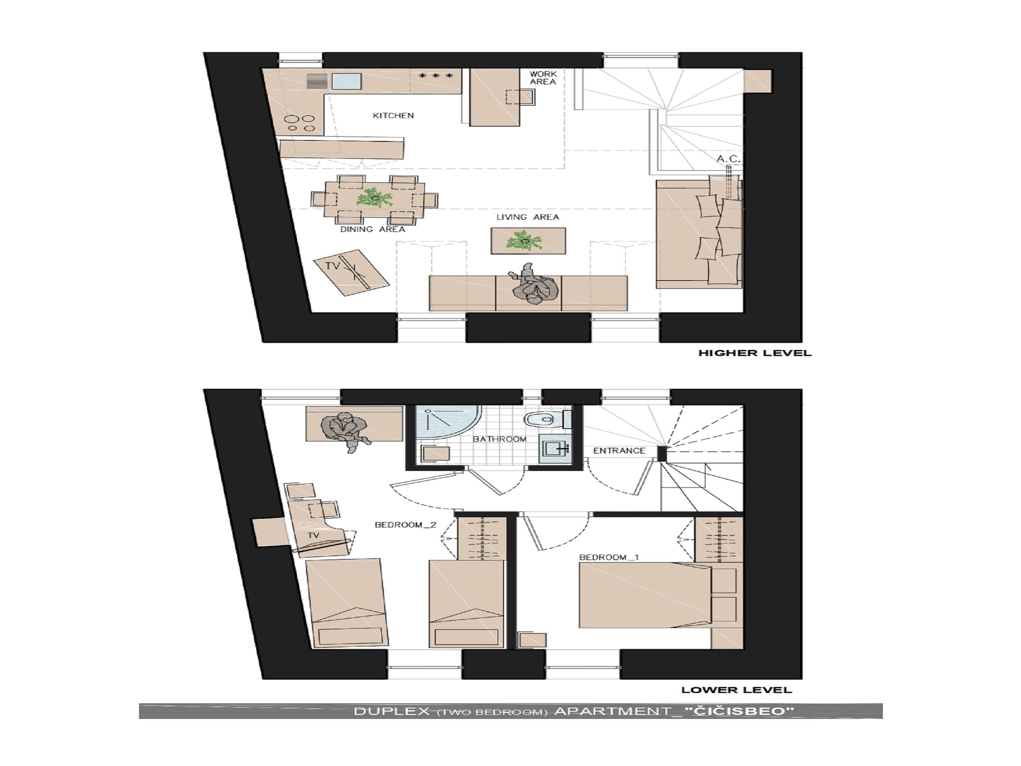 Apartmá Apartments Foteza - Duplex Two Bedroom Apartment (