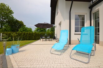 A luxury villa in a seaside village