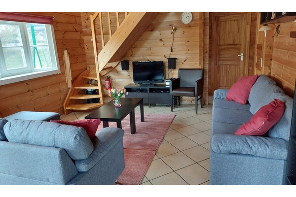 Vrijstaande blokhut met panoramisch uitzicht in Wissinghausen - thumbnail 2