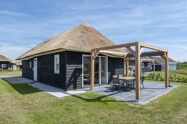 Luxe rietgedekte villa met vloerverwarming op vakantiepark De Heihorsten - thumbnail 1