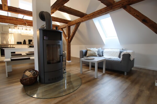 Luxe appartement op boerenerf nabij Plauer See – 100 m², open haard & WLAN - thumbnail 4