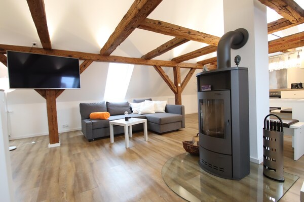 Luxe appartement op boerenerf nabij Plauer See – 100 m², open haard & WLAN - thumbnail 3