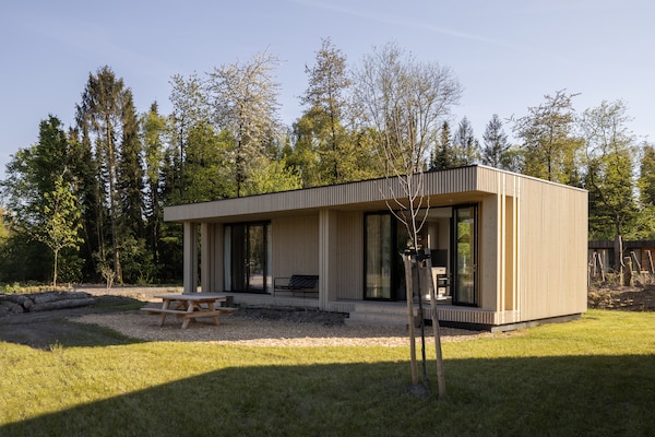Knusse vakantielodge met veranda op Resort de Parel, huisdieren welkom - thumbnail 1