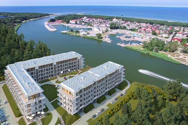 Rivierappartement met spa en zwembad op 700 meter van het strand in Dziwnów - thumbnail 1