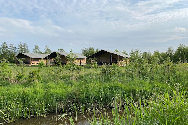 Luxe glampingtent met badkamer in hart van Friese waterrijk - thumbnail 6