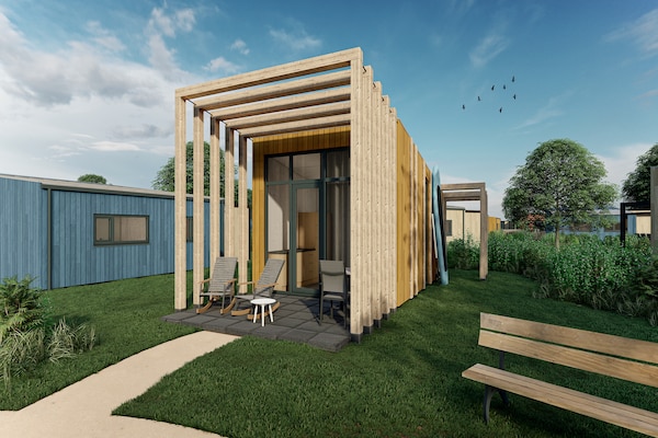 Tiny house aan het water op Vakantiepark Klein Vink in Arcen - thumbnail 1