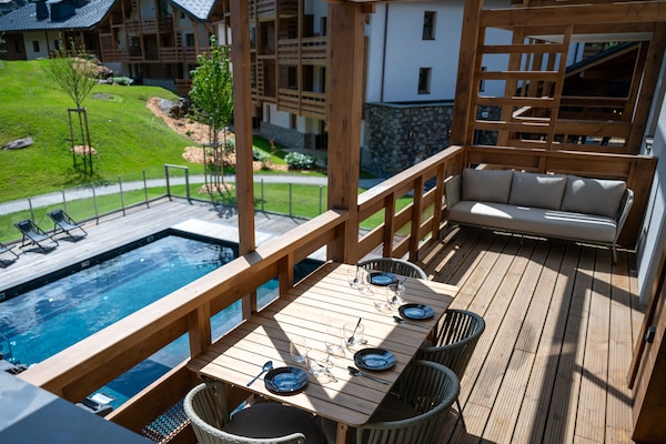 Luxe appartement 5p in Megève met zwembad, spa en terras - thumbnail 2