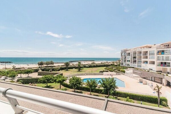 Appartement 6p met zeezicht, direct aan strand Agde - thumbnail 3