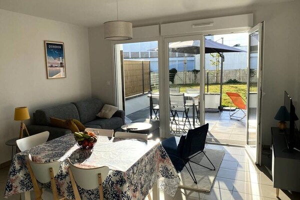Licht appartement met ommuurde tuin op 350 meter van het strand in Quiberon - thumbnail 2