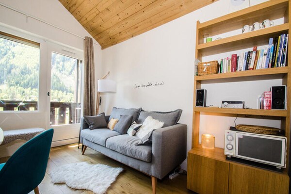 Knus appartement in Chamonix met fenomenaal uitzicht op de Mont-Blanc - thumbnail 3