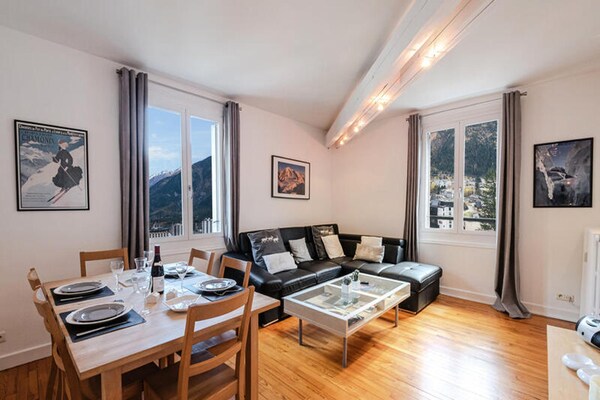 Panoramisch appartement op de 7e verdieping met Mont-Blanc uitzicht in Chamonix - thumbnail 6