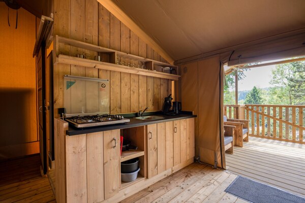 Glamping tent Dreamer in Dochamps met prachtig Ardennen uitzicht - thumbnail 5