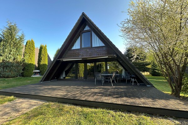 Knusse houten bungalow voor 6 in het Odenwald, Waldbrunn - thumbnail 2
