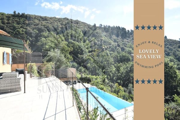 Provençaalse villa met panoramisch uitzicht over de Baai van Cannes - thumbnail 1