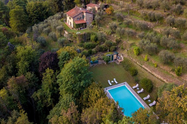 18e-eeuwse Toscaanse villa met privézwembad en bosbeek bij Lucca - thumbnail 1